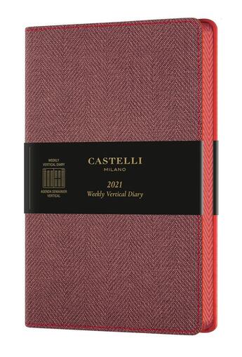 Couverture du livre « Agenda 2021 semainier vertical grand format harris red » de  aux éditions Castelli Milano