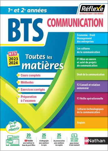 Couverture du livre « Mémos réflexes t.16 : toutes les matières : BTS communication : 1re et 2e années (édition 2023/2024) » de Pascal Besson et Charlotte Berheim et Marie-Ange Aitammar et Eliane Antzak et Marianne Araszkiewiez aux éditions Nathan