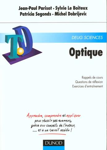 Couverture du livre « Travaux diriges- optique » de Segond et Le Boiteux aux éditions Dunod