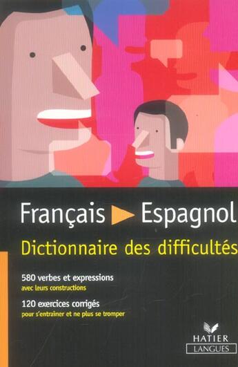 Couverture du livre « Dictionnaire Des Difficultes Francais-Espagnol » de Perez aux éditions Hatier