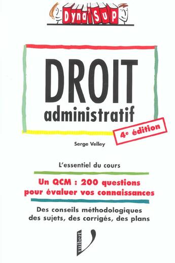 Couverture du livre « Droit Administratif » de S Velley aux éditions Vuibert