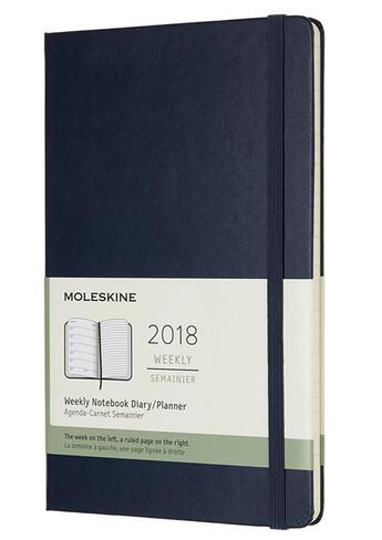 Couverture du livre « Agenda 2018 semainier grand format rigide bleu saphir » de Moleskine aux éditions Moleskine Papet