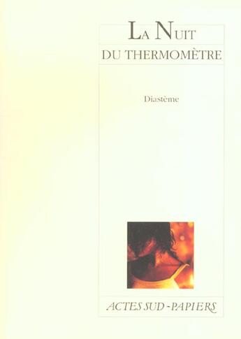 Couverture du livre « La nuit du thermometre » de Diasteme aux éditions Actes Sud