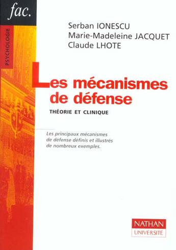 Couverture du livre « Les mecanismes de defense » de Lhote et Ionescu aux éditions Nathan