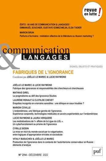 Couverture du livre « Communication & Langages t.214 : pourquoi certaines connaissances sont-elles minorées ou invisibles ? (édition 2022) » de  aux éditions Puf