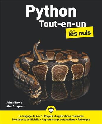 Couverture du livre « Python tout-en-un pour les nuls » de John Shovic et Alan Simpson aux éditions First Interactive