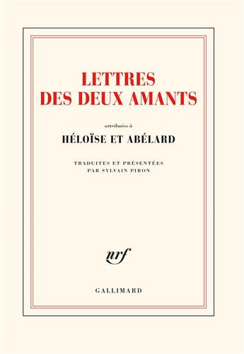 Couverture du livre « Lettres des deux amants » de Anonyme aux éditions Gallimard