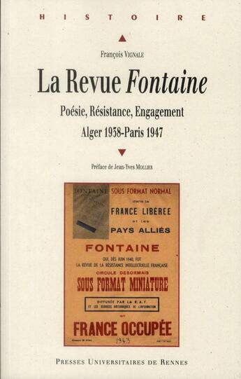 Couverture du livre « Revue fontaine » de Francois Vignale aux éditions Pu De Rennes