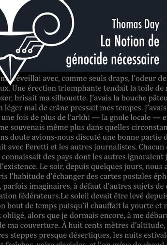 Couverture du livre « La notion de génocide nécessaire » de Thomas Day aux éditions Le Belial