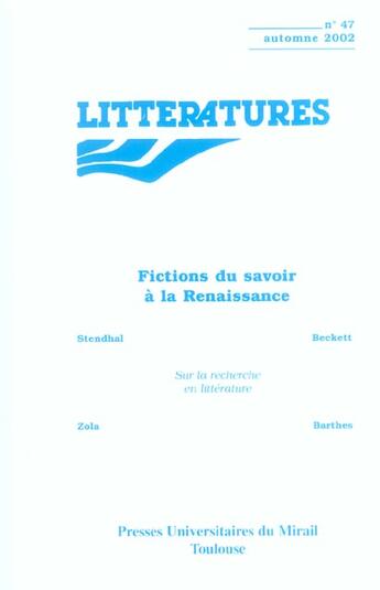 Couverture du livre « Fictions du savoir a la renaissance » de  aux éditions Pu Du Midi