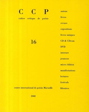 Couverture du livre « Cahier critique de poésie t.16 » de  aux éditions P.o.l