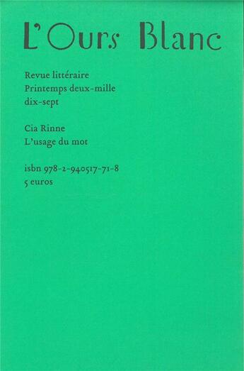 Couverture du livre « L'usage du mot (édition 2017) » de Cia Rinne aux éditions Heros Limite