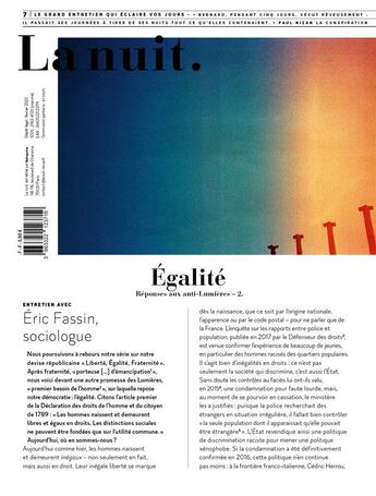 Couverture du livre « La nuit n°7 - Égalité : Le grand entretien qui éclaire vos jours » de Eric Fassin aux éditions Belopolie