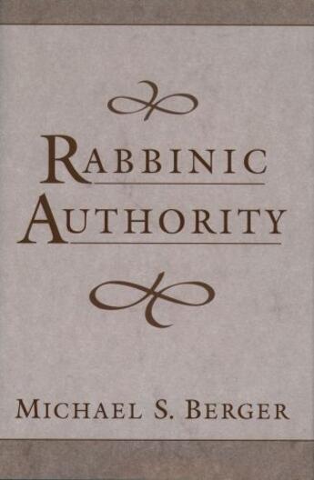 Couverture du livre « Rabbinic Authority » de Berger Michael S aux éditions Oxford University Press Usa