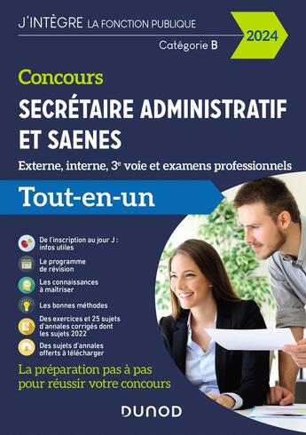 Couverture du livre « Concours secretaire administratif et saenes - 2024 - tout-en-un » de Beyssade/Badufle aux éditions Dunod