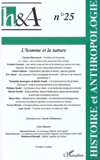 Couverture du livre « L'homme et la nature - vol25 » de  aux éditions Editions L'harmattan