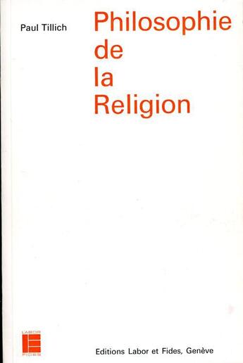 Couverture du livre « Philosophie de la religion lab » de  aux éditions Labor Et Fides