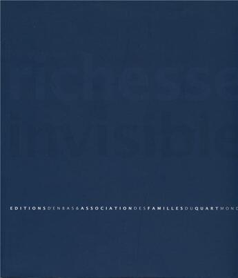 Couverture du livre « Richesse invisible » de Emmenegger V Ronique aux éditions D'en Bas