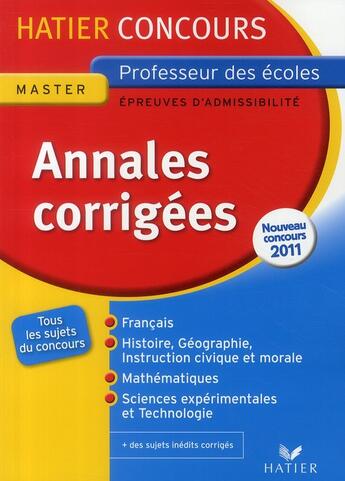 Couverture du livre « Épreuve d'admissibilité ; annales (édition 2011) » de R. Charnay et P. Dorange aux éditions Hatier