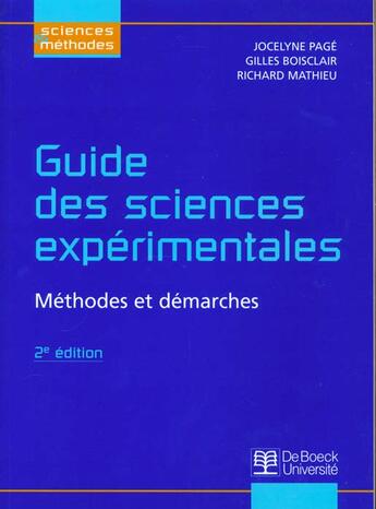 Couverture du livre « Guide des sciences expérimentales ; méthodes et démarches (2e édition) » de Page aux éditions De Boeck Superieur