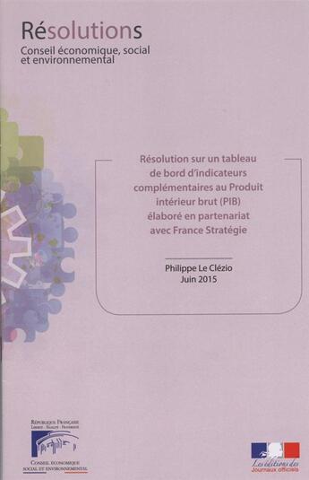 Couverture du livre « Les indicateurs complementaires au PIB » de Cese aux éditions Documentation Francaise