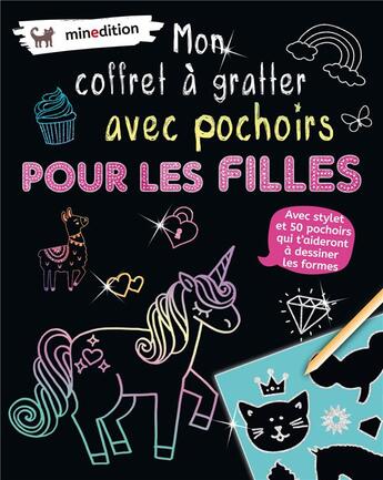 Couverture du livre « Mon coffret a gratter avec pochoirs - filles » de Duddek Maike aux éditions Mineditions