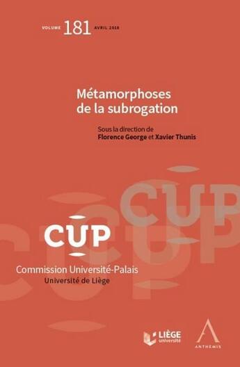 Couverture du livre « Métamorphoses de la subrogation » de  aux éditions Anthemis