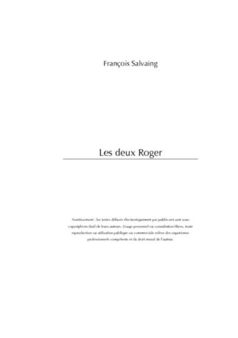 Couverture du livre « Les deux Roger » de Francois Salvaing aux éditions Publie.net