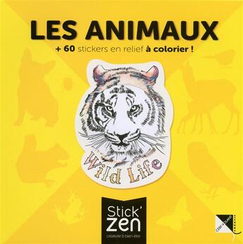 Couverture du livre « Les animaux + 60 stickers en relief a colorier ! » de Gaelle Souppart aux éditions Cerf Volant