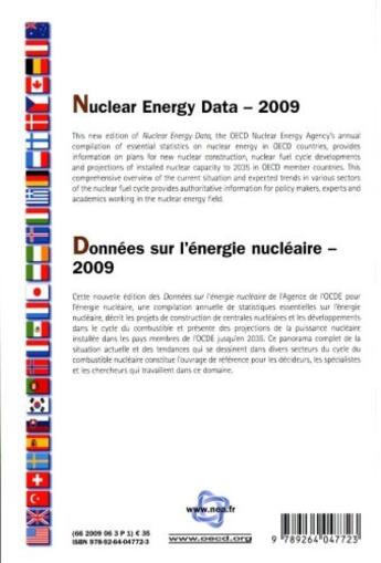 Couverture du livre « Nuclear energy data ; données sur l'énergie nucléaire (édition 2009) » de  aux éditions Ocde