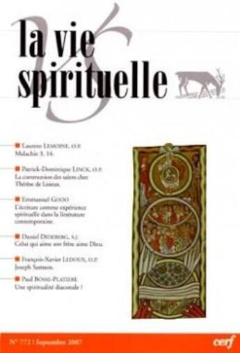 Couverture du livre « La vie spirituelle numero 772 » de  aux éditions Cerf