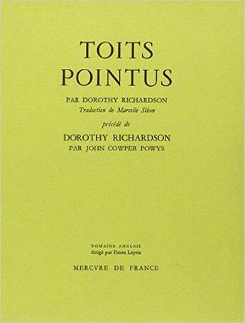 Couverture du livre « Toits pointus » de Richardson Dorothy aux éditions Mercure De France