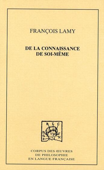 Couverture du livre « De la connaissance de soi-même Tome 3 » de Francois Lamy aux éditions Pu De Dijon