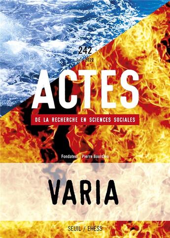 Couverture du livre « Actes de la recherche en sciences sociales, n 242. varia » de  aux éditions Seuil