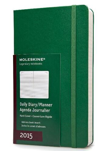Couverture du livre « Agenda journalier 2015 grand format vert couverture rigide » de Moleskine aux éditions Moleskine Papet
