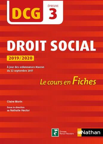 Couverture du livre « DCG ; épreuve 3 ; le cours en fiches (édition 2019) » de  aux éditions Nathan