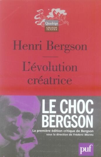 Couverture du livre « L'évolution créatrice (11e édition) » de Henri Bergson aux éditions Puf