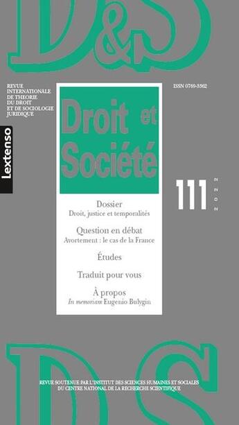 Couverture du livre « Droit & societe n 111-2022 - dossier : droit, justice et temporalites question en debat : avorteme » de  aux éditions Lgdj