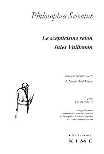 Couverture du livre « REVUE PHILOSOPHIA SCIENTIAE T.20 ; Jules Vuillemin » de Revue Philosophia Scientiae aux éditions Kime