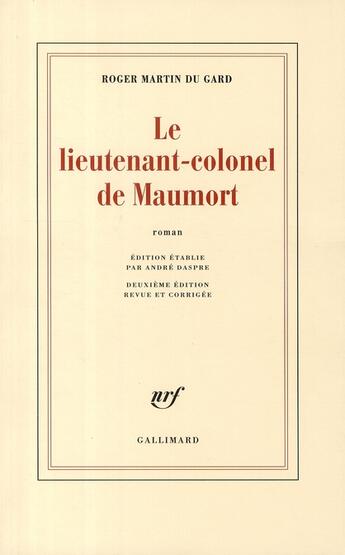 Couverture du livre « Maumort » de Roger Martin Du Gard aux éditions Gallimard