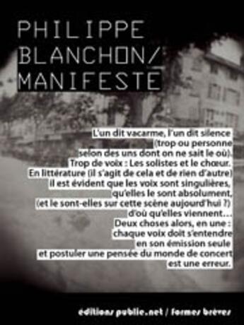 Couverture du livre « Manifeste » de Philippe Blanchon aux éditions Publie.net