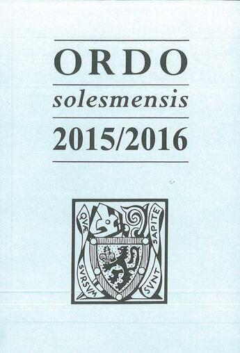 Couverture du livre « Ordo solesmensis 2015 / 2016 » de  aux éditions Solesmes