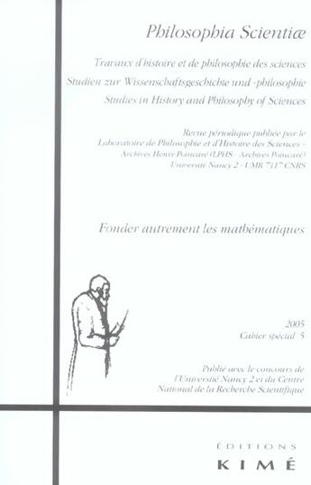 Couverture du livre « REVUE PHILOSOPHIA SCIENTIAE n.5 ; cahier spécial » de Revue Philosophia Scientiae aux éditions Kime