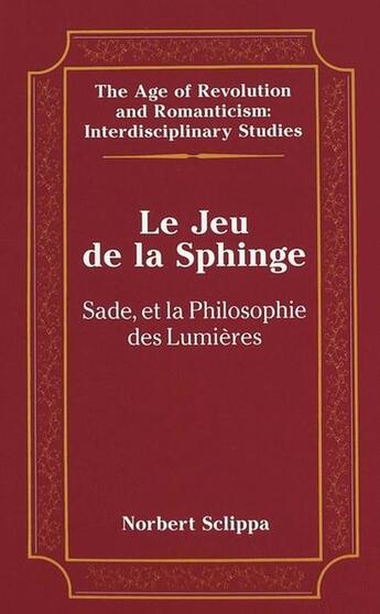 Couverture du livre « Le jeu de la sphinge » de Norbert Sclippa aux éditions Peter Lang