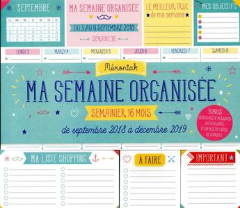 Couverture du livre « Ma semaine organisee memoniak 2018-2019 » de  aux éditions Editions 365