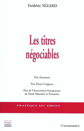 Couverture du livre « TITRES NEGOCIABLES (LES) » de Nizard/Frederic aux éditions Economica