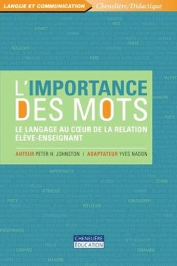 Couverture du livre « IMPORTANCE DES MOTS » de Nadon Yves aux éditions Cheneliere Mcgraw-hill