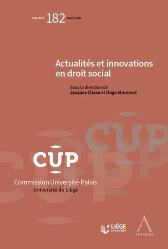 Couverture du livre « Actualités et innovations en droit social » de  aux éditions Anthemis