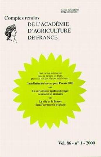 Couverture du livre « Installation du bureau pour l'annee 2000 la surveillance epidemiologiques des maladies animales...(c » de Haddad Yael aux éditions Lavoisier Diff