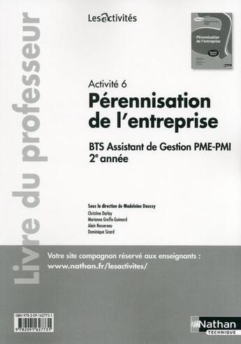 Couverture du livre « Perennisation de l'entreprise activite 6 les activites livre du professeur » de Doussy/Darlay/Sicard aux éditions Nathan